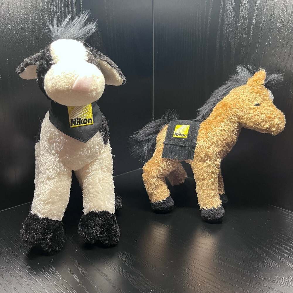 Nikon Cow Horse Plush Lot Camera Promo Stuffed Animals Collectible